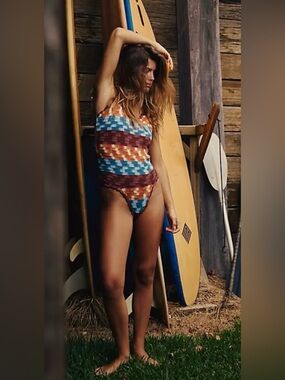 NWOT #FreePeople $220 Retail Multicolor Crochet One-Piece Swimsuit